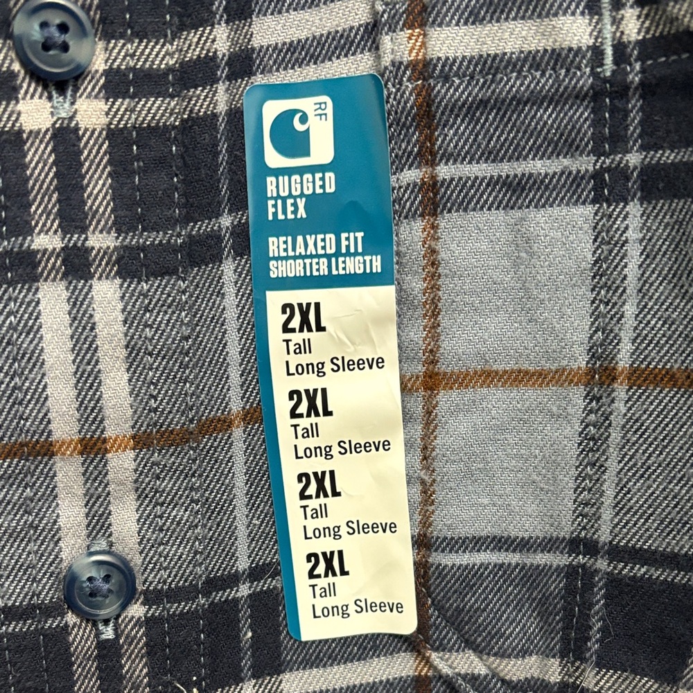 NWT Carhartt Rugged Flex 2XL (Tall) Plaid long sleeve Shirt - Picture 3 of 5